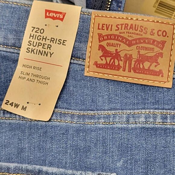 Levi's Jeans Women's Size 24W 720 High-Rise Super-Skinny Leg Denim Pants New wit - Picture 4 of 10